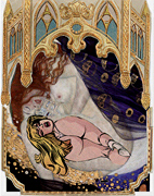 Asleep in The Golden Cathedral, after Klimt